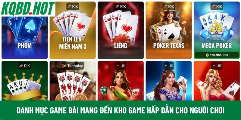 Danh mục game bài mang đến kho game hấp dẫn cho người chơi